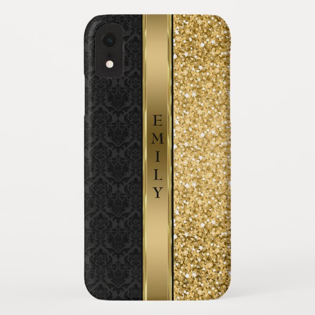 Damask & Gold Glitter Case-Mate iPhone Case (Back)