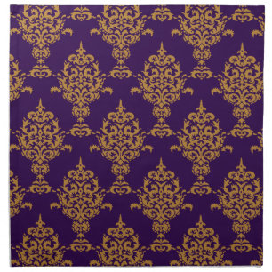 Damask Gold on Purple Cloth Napkin