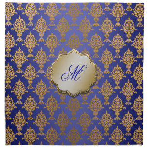 Damask Gold on Royal Blue Cloth Napkin