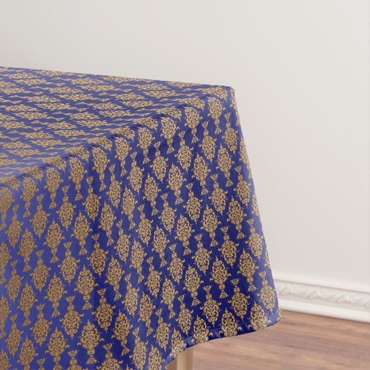 Damask Gold on Royal Blue Tablecloth | Zazzle.com