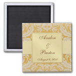 Damask Gold Ribbon Gold Save The Date Magnet at Zazzle