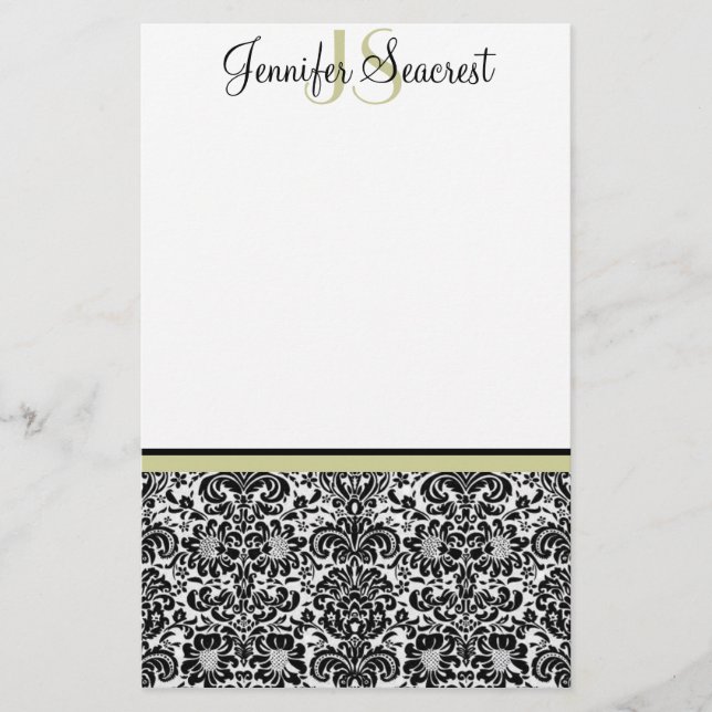 Damask, Gold Stationery (Front)