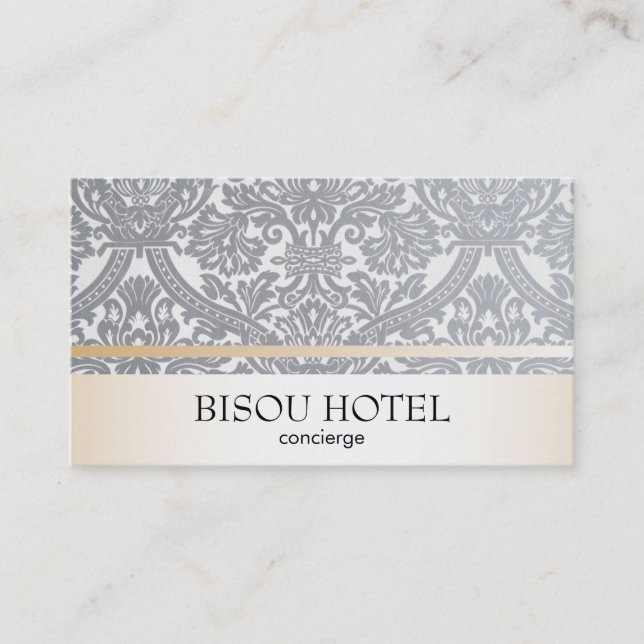Damask & Gold Trim Business Card (Front)