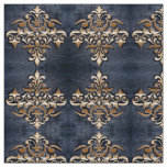 Damask golden element on grunge background fabric