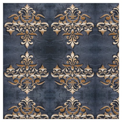 Damask golden element on grunge background fabric