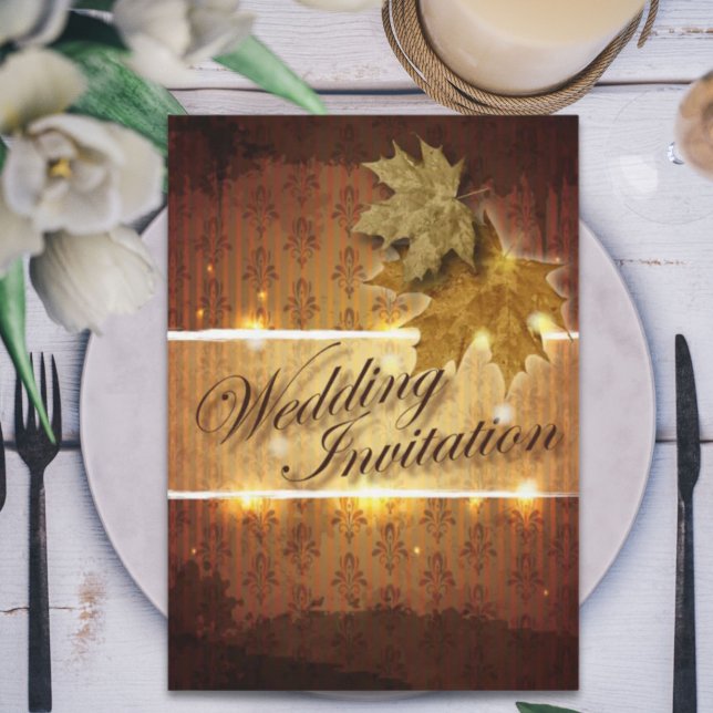 Damask Golden Leaves Fall Wedding invitation (Damask Golden Leaves Fall Wedding invitation)