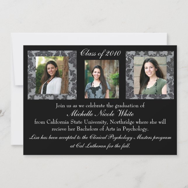 Damask Graduation Invitation (Front)