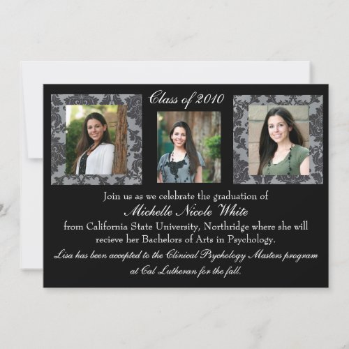 Damask Graduation Invitation