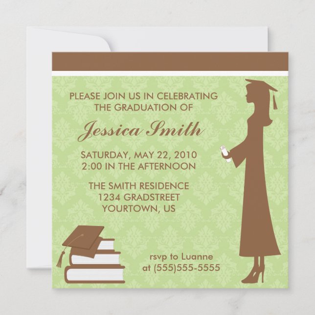 Damask Graduation Invitation (Front)