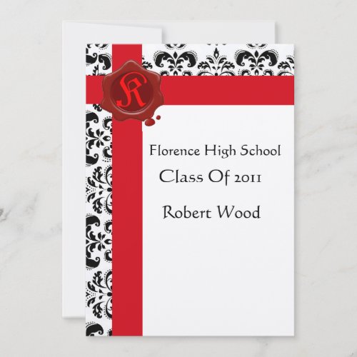 DAMASK GRADUATION PARTY Red Wax Seal  Monogram