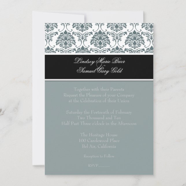 Damask/graphite/slate/black Invitation (Front)
