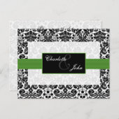 damask green ,black and white  Save the Date Announcement Postcard (Front/Back)