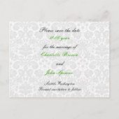 damask green ,black and white  Save the Date Announcement Postcard (Back)