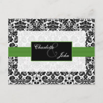 damask green ,black and white  Save the Date Announcement Postcard
