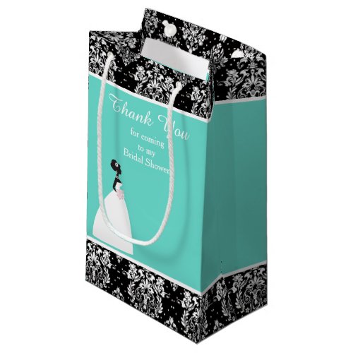 Damask Green Bride Bridal Shower Thank You Small Gift Bag