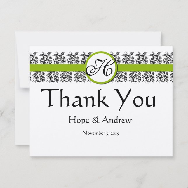Damask Green Trim RSVP Cards-Require the 5 x 7 (Front)