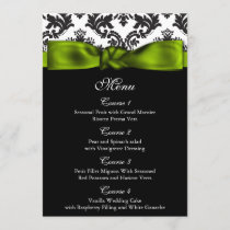 damask green wedding menu