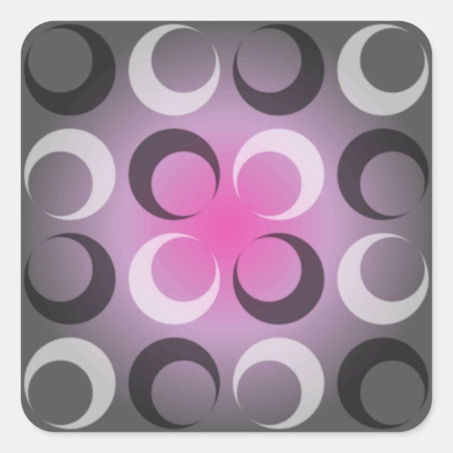 Damask grey & pink square sticker (Front)