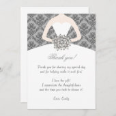 Damask Grey Silver Dress Thank You Card (Front/Back)