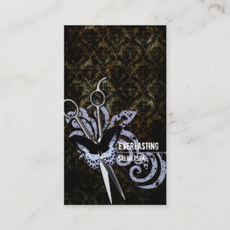 damask grunge butterfly hair stylist scissors appointment card