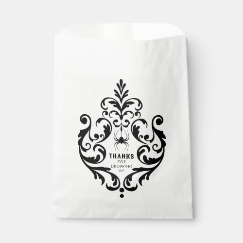 Damask Halloween Spider  Thanks For Dropping By Favor Bag