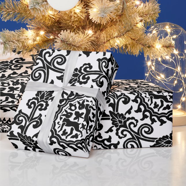 Damask Hare Pattern Wrapping Paper (Holidays)