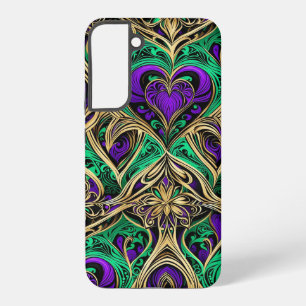 Damask Hearts & Flowers Gold Purple Black Emerald Samsung Galaxy S22+ Case