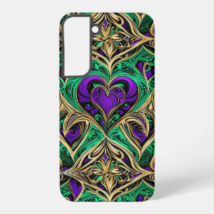 Damask Hearts Gold Black Purple Emerald Samsung Galaxy S22+ Case