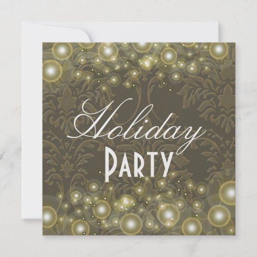 Damask Holiday invitations champagne bubbles Invitation