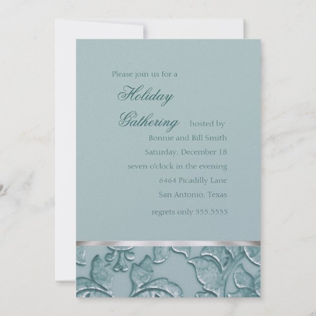 Damask Holiday Party Invitation (Back)