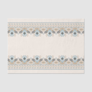 Damask Ikat Embroidery Boho Light Blue Decoupage Tissue Paper