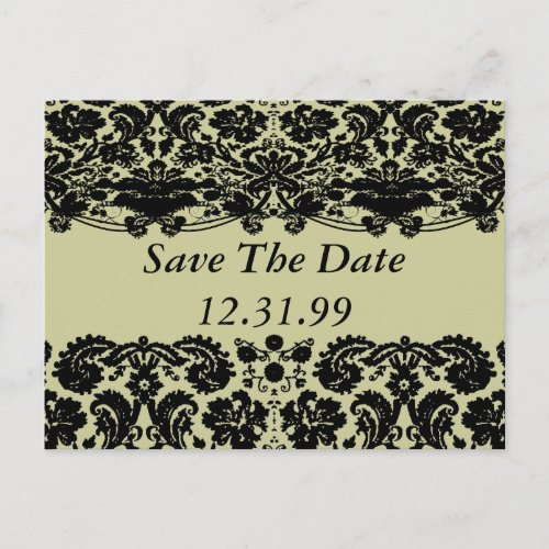 Damask In Black Announcement Postcard