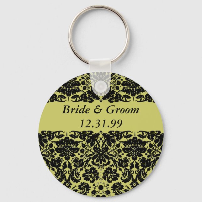 Damask In Black Keychain (Front)