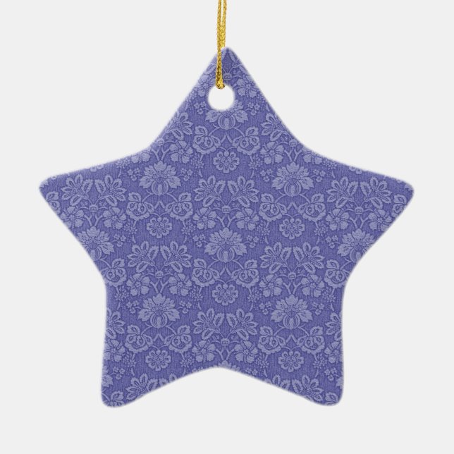 Damask in Blue Ceramic Ornament (Front)