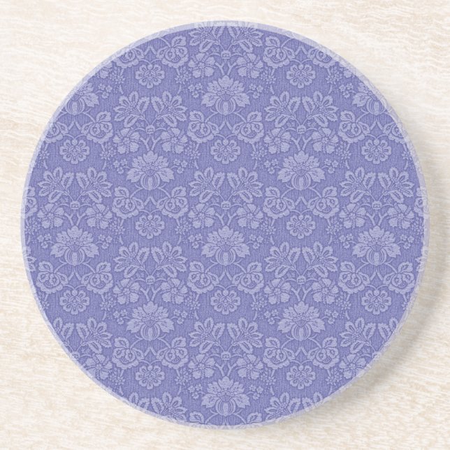 Damask in Blue Drink Coaster (Front)