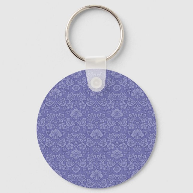 Damask in Blue Keychain (Front)
