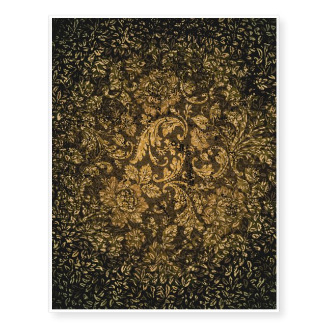 Damask in gold and black temporary tattoos (Front)
