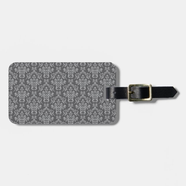 Damask in Grey Luggage Tag (Front Horizontal)