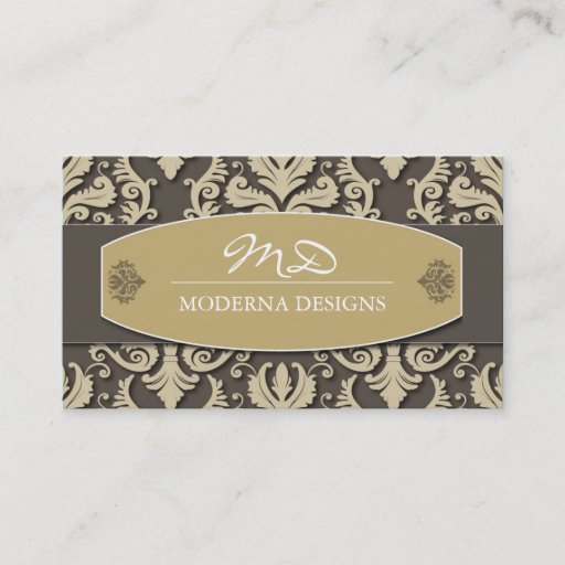 Customizable Damask Interior Decorator Business Card