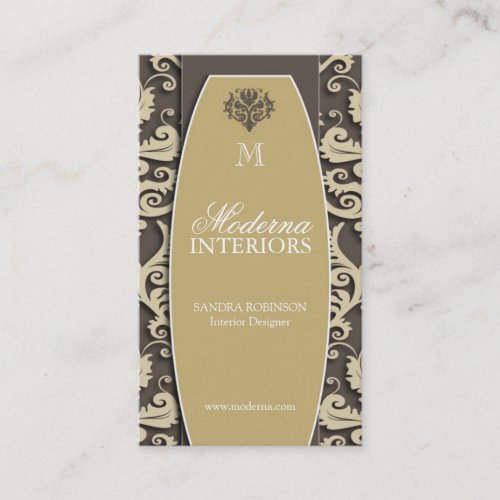 Damask Interior Decorator Business Cards