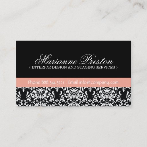 Customizable Damask Interior Designer Business Card