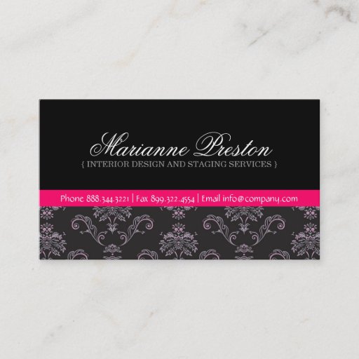 Customizable Damask Interior Designer Business Card