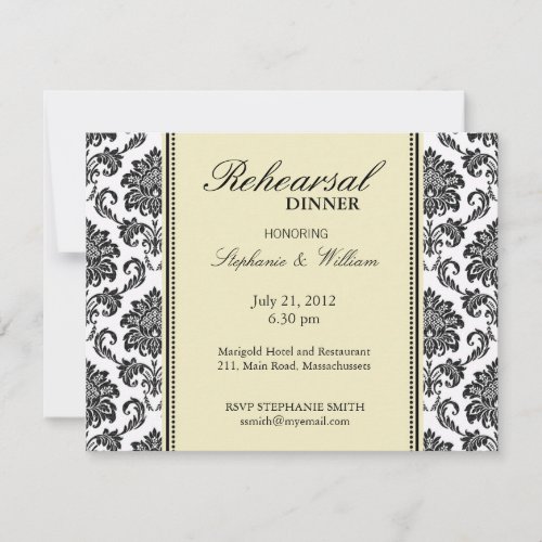 Damask Ivory Rehearsal Dinner Card Custom Announcements