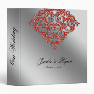 Damask Jewelry Wedding Photo Album Orange 3 Ring Binder