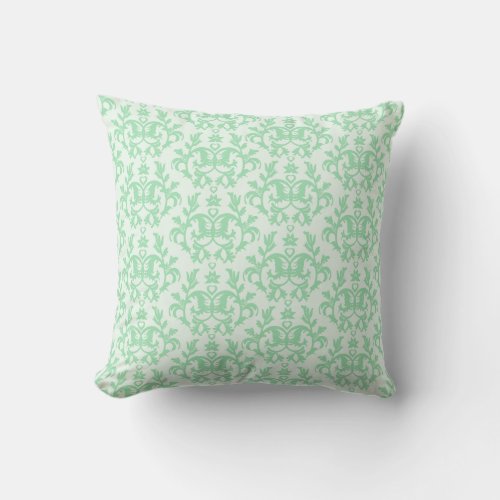 Damask Kangaroo Paws soft green pillow