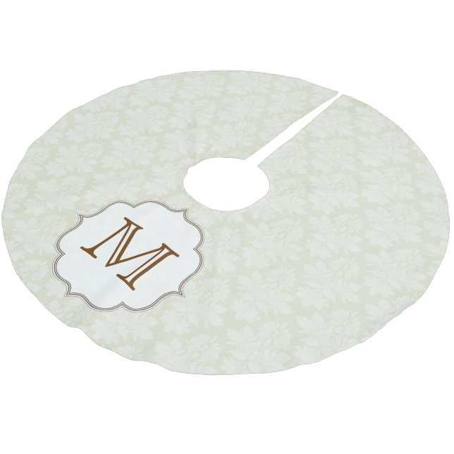 Damask Lace Print Monogram Initial Tree Skirt (Angled)