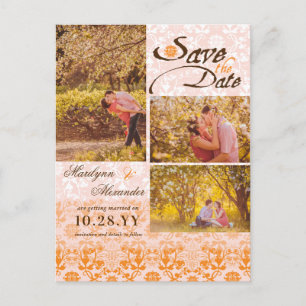 Damask Lace Sorbet Save The Date Photo Postcard