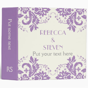 Damask lavender, grey, ivory wedding planner binder