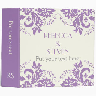 Damask lavender, grey, ivory wedding planner binder