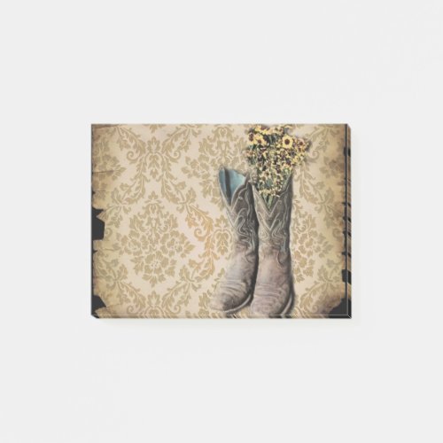 Damask lavender Western country cowboy boots Post_it Notes